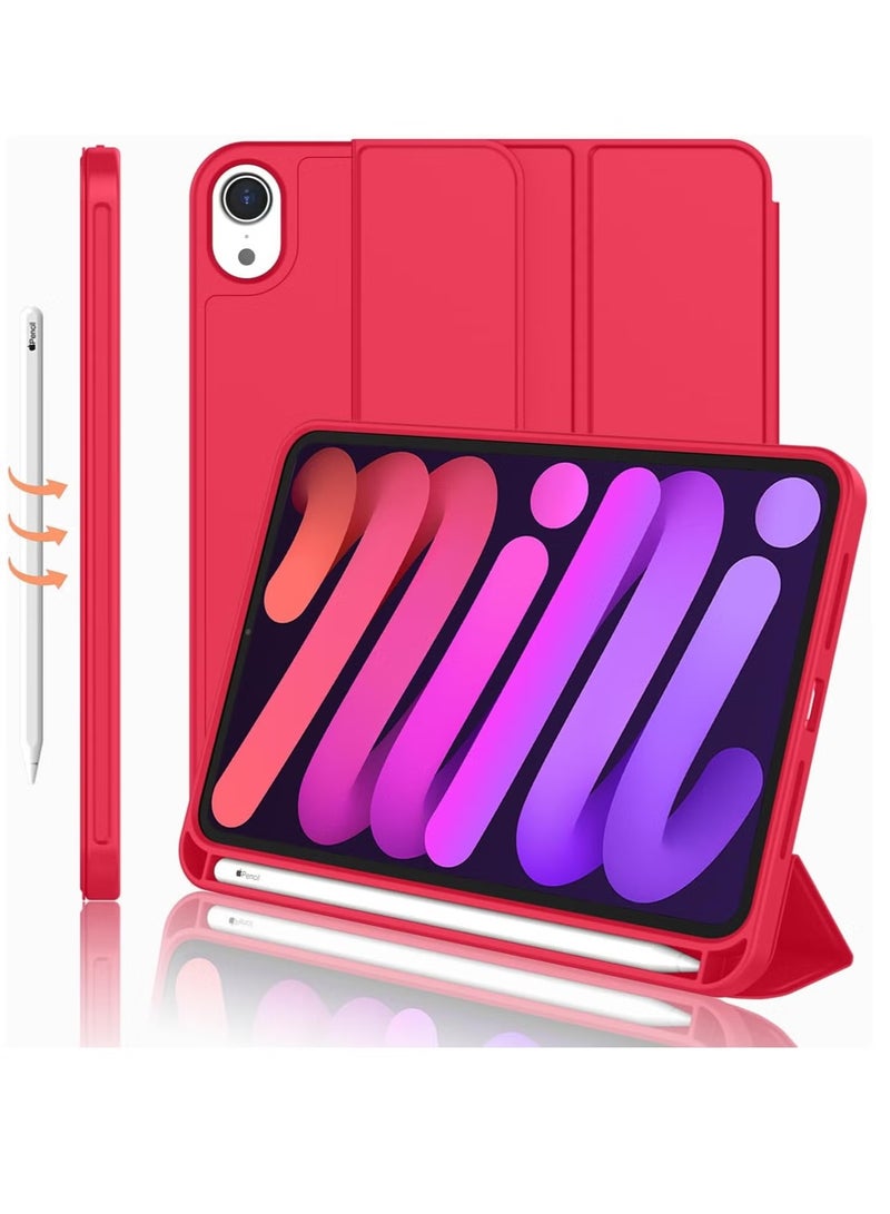 ELTRAZONE New iPad Mini 6 Case 8.3 Inch 2021 6th Gen with Pencil Holder, Trifold Stand Smart Case, Soft TPU Back, Auto Wake/Sleep - Image 1