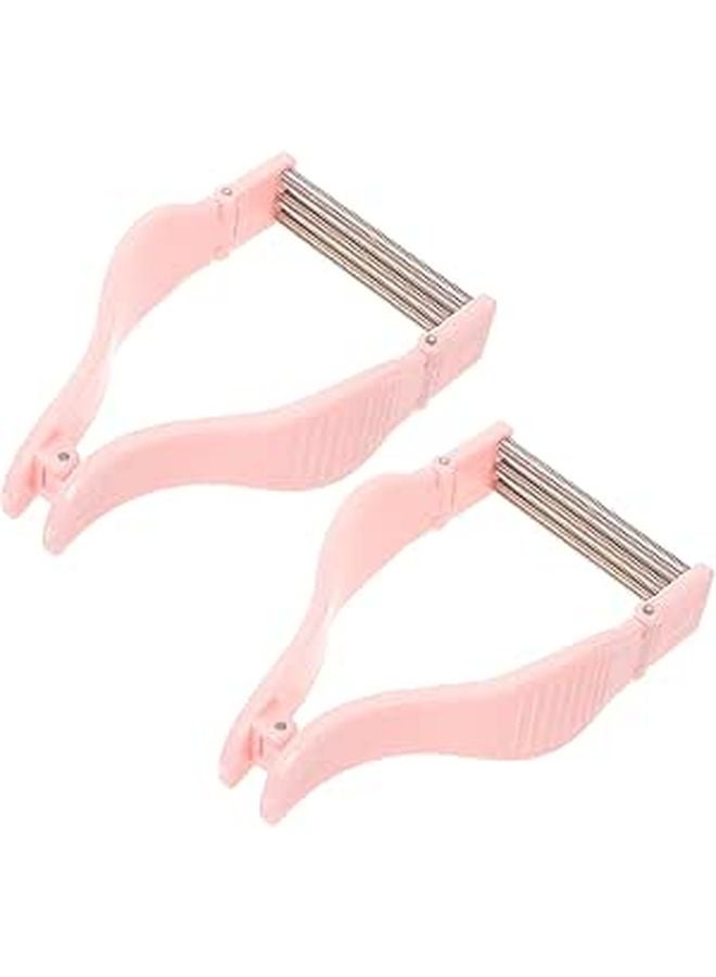 2pcs Portable Facial Hair Remover Manual Epilator for Women Pink Spring Roller Tool - Image 1