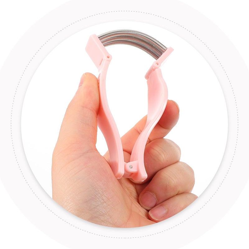 2pcs Portable Facial Hair Remover Manual Epilator for Women Pink Spring Roller Tool - Image 5