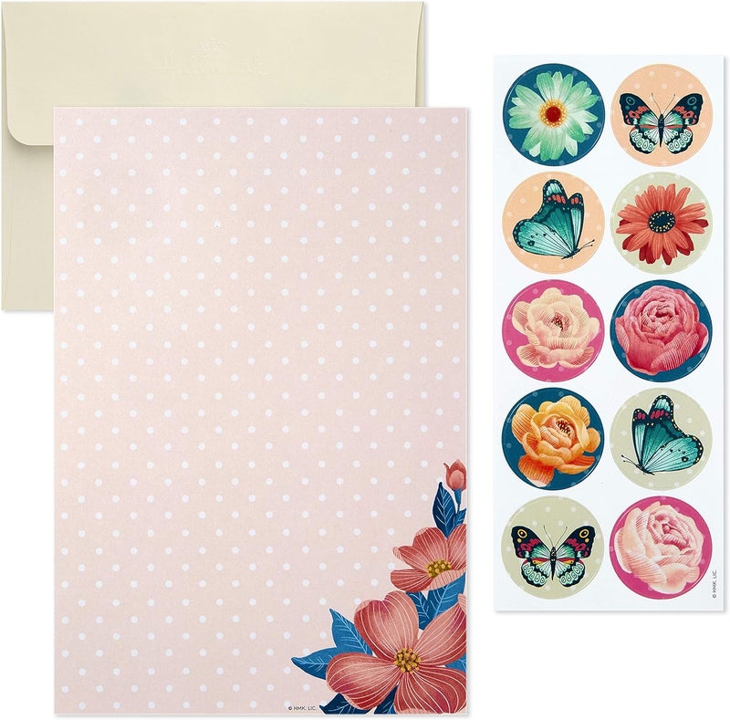 Hallmark Stationery Set With Desk Organizer, Floral (10 Blank Cards With Envelopes, 20 Writing Sheets With Envelopes, 75-Sheet Notepad, 30-Seals) - Image 5