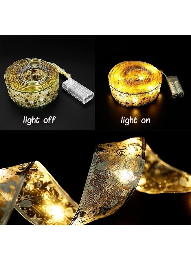 Christmas Ribbon Lights, 39.3 feet/12 Meters Bright Ribbon Lights used for Christmas Tree Decoration, Sparkling String Lights Suitable for Tree, Wedding, Party, Garden Decoration(Gold) - Image 4