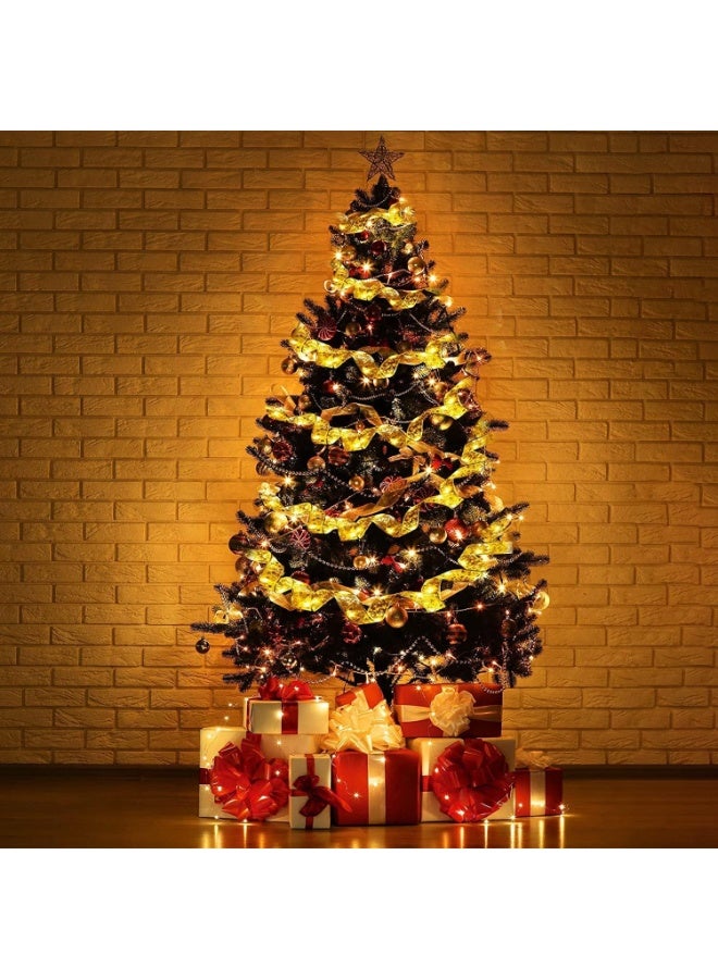 Christmas Ribbon Lights, 39.3 feet/12 Meters Bright Ribbon Lights used for Christmas Tree Decoration, Sparkling String Lights Suitable for Tree, Wedding, Party, Garden Decoration(Gold) - Image 5