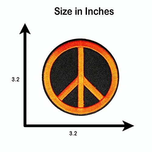 Motohog Unique Embroidered Iron & Sew on Patch (Peace Symbol, Orange) 3.2X3.2 inches - Image 2