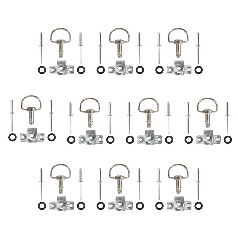 MOTO4U Motorcycle Race Fasteners Quick Release DRing 14 Turn Race Fairing Fasteners Rivet Type B 19mm 10 Pack Sliver