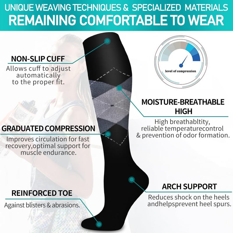 COOLOVER Copper Compression Socks for Women and Men(6 Pairs)-Best Support for Running, Athletic, Nursing, Travel - Image 5