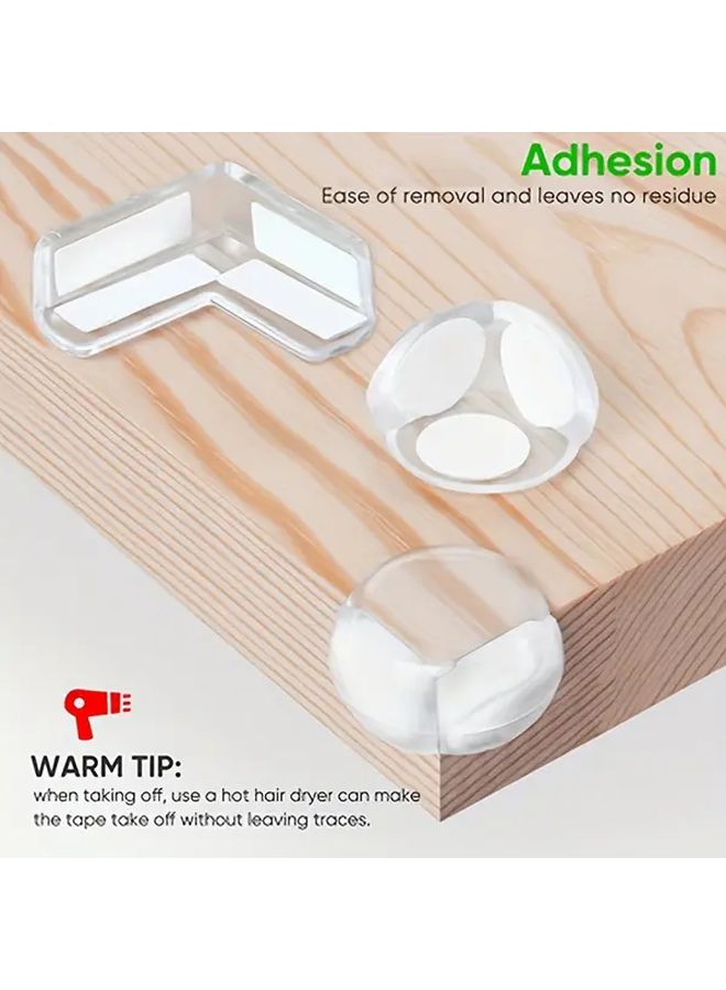 Transparent Silicone Furniture Corner Protectors 15 Round and 15 Straight Bumpers Set - Image 3