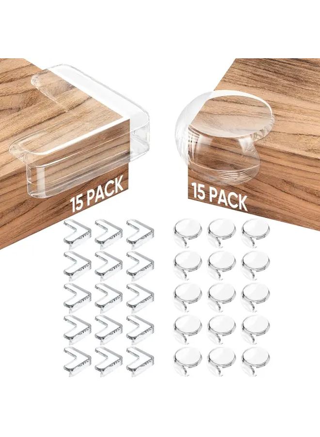 Transparent Silicone Furniture Corner Protectors 15 Round and 15 Straight Bumpers Set - Image 5