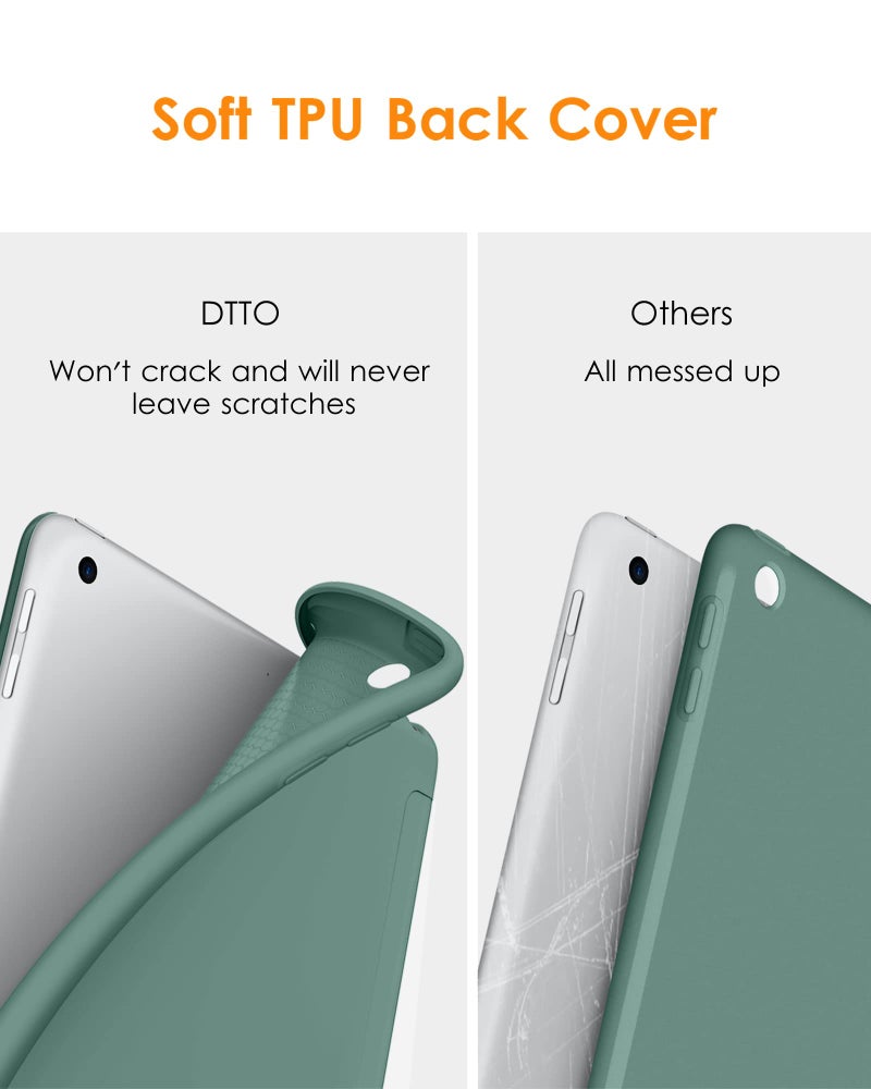 DTTO for iPad 9.7 Case 2018 iPad 6th Generation Case / 2017 iPad 5th Generation Case, Slim Fit Lightweight Smart Cover with Soft TPU Back Case for iPad 9.7 2018/2017 [Auto Sleep/Wake] - Midnight Green - Image 3