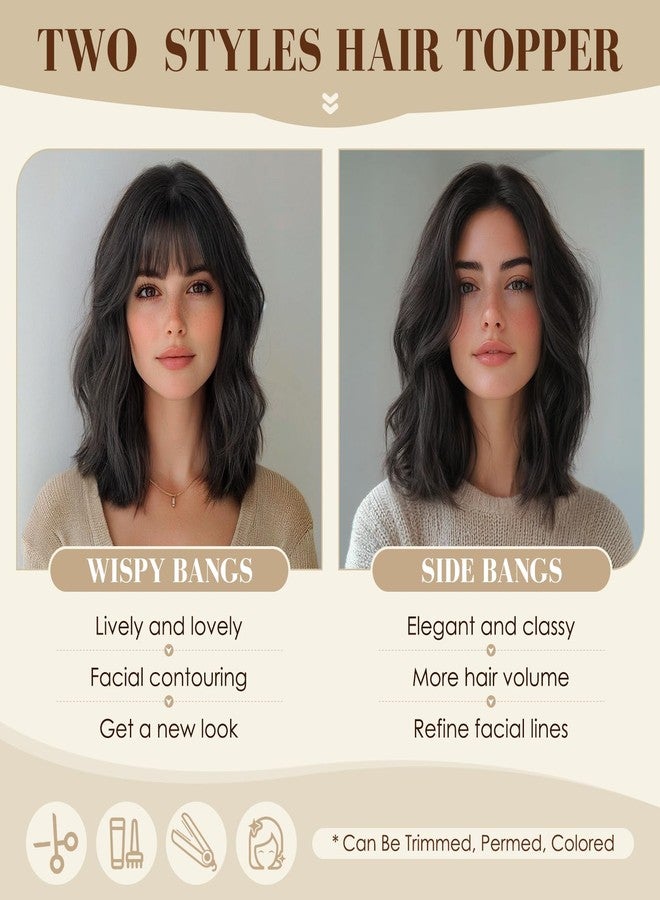 S-noilite S-noilit Human Hair Toppers for Women,360°3D Cover Hairs Topper for Women no Bangs Hand-Tied Invisible Upgrade Swiss Base Middle Part Clip in Hairpieces Jet Black 12inch - Image 5
