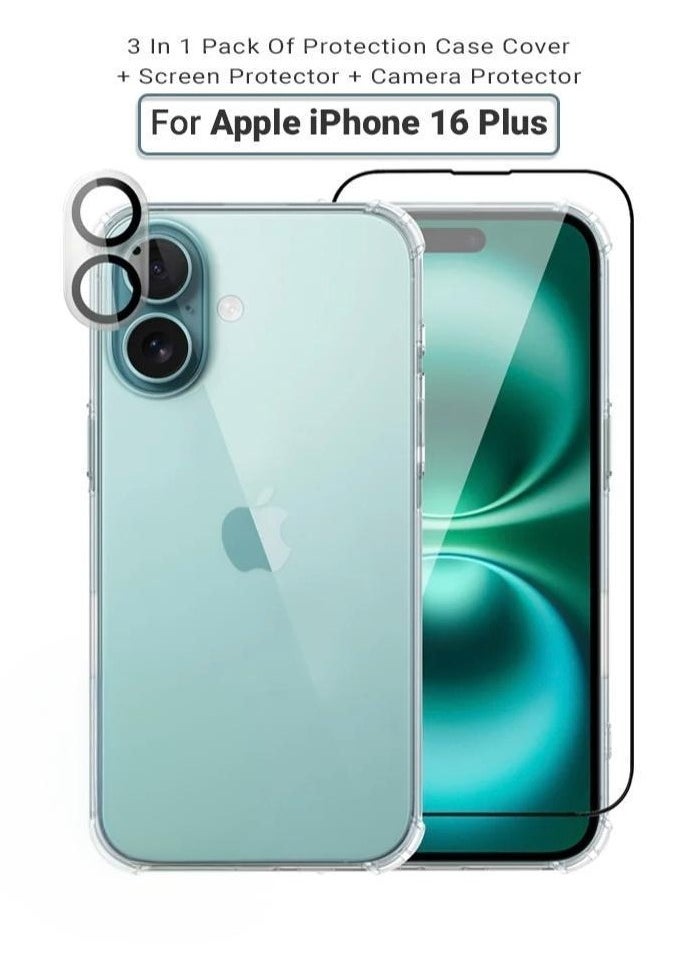 iPhone 16 Plus Case Clear Cover Anti-Yellowing Cases with Screen Protector and Camera Lens Protector, Full Coverage Set for Apple iPhone 16 Plus 6.7 inch