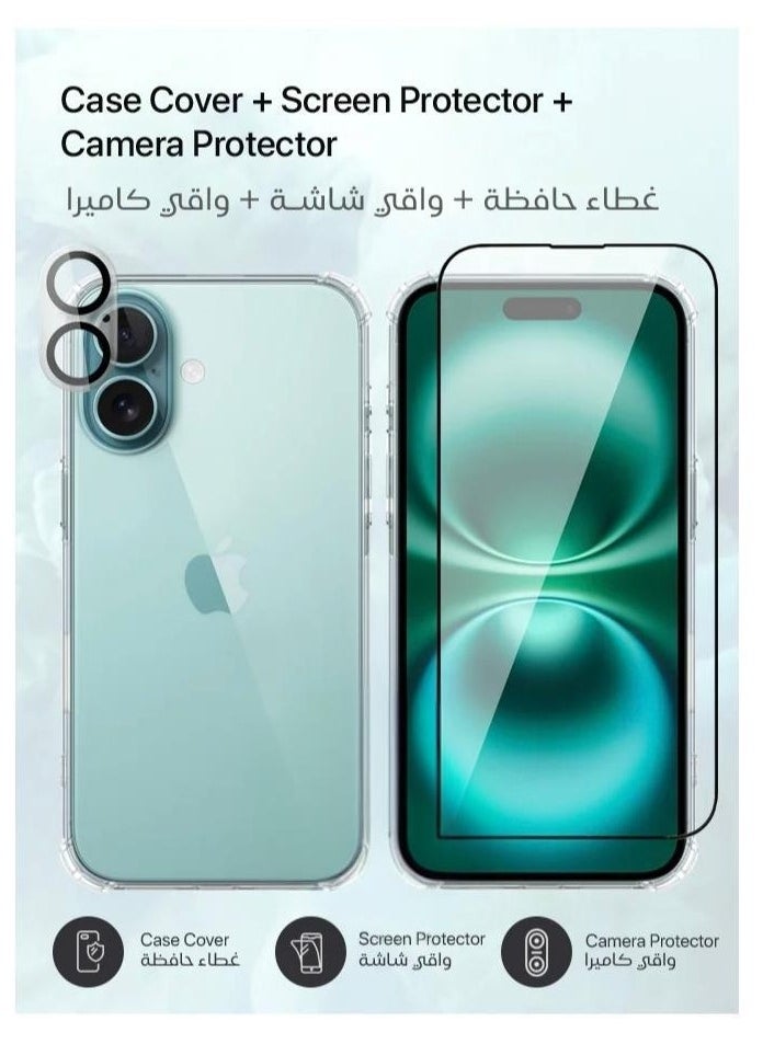 iPhone 16 Plus Case Clear Cover Anti-Yellowing Cases with Screen Protector and Camera Lens Protector, Full Coverage Set for Apple iPhone 16 Plus 6.7 inch