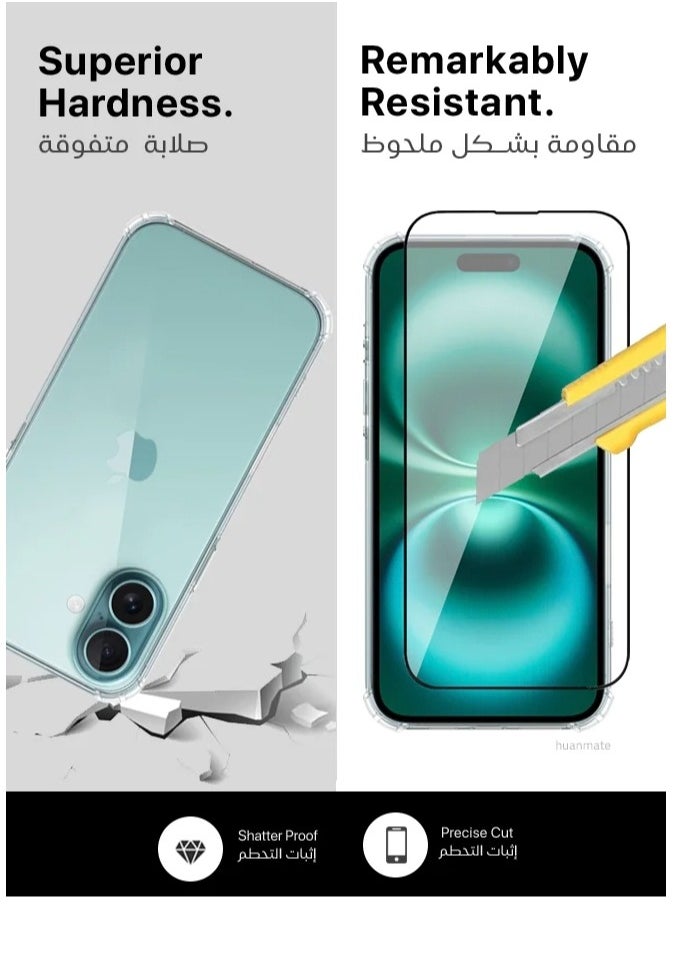 iPhone 16 Plus Case Clear Cover Anti-Yellowing Cases with Screen Protector and Camera Lens Protector, Full Coverage Set for Apple iPhone 16 Plus 6.7 inch