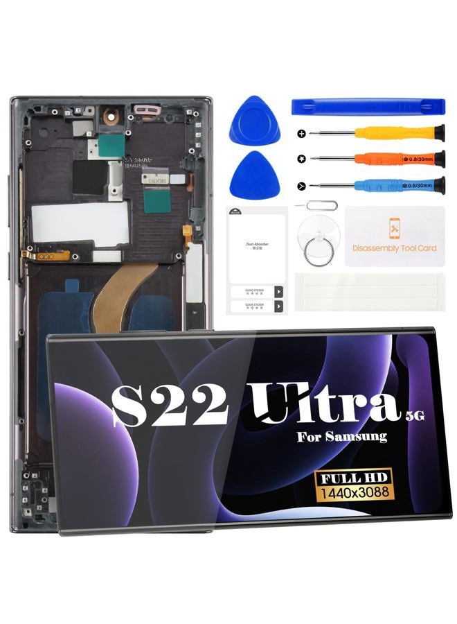 SRJTEK OLED For S22 Ultra 5G Screen Replacement for Samsung Galaxy S22 Ultra 5G LCD for Samsung S22 Ultra 5G Display SM-S908 SM-S908B Digitizer Touch Screen Assembly Repair Kits with Frame (With Fingerprint) - Image 1