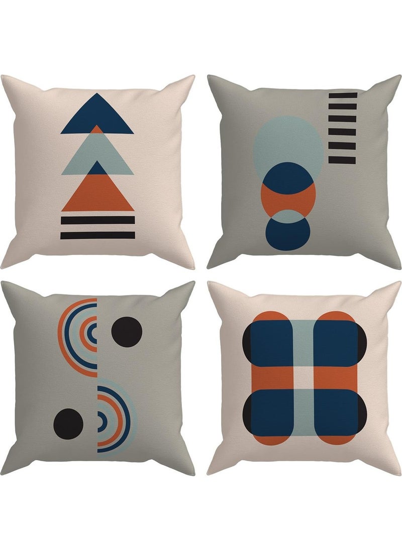 Evdeki Çarşı Evik Geometric 4-Piece Throw Pillow Case DS29  - Image 1