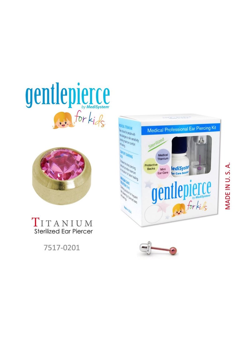 ميديسيستم حلق أذن امريكي للتخريم في المنزل، تيتانيوم، كريستال روز، مقاس 4 ملم - Image 1