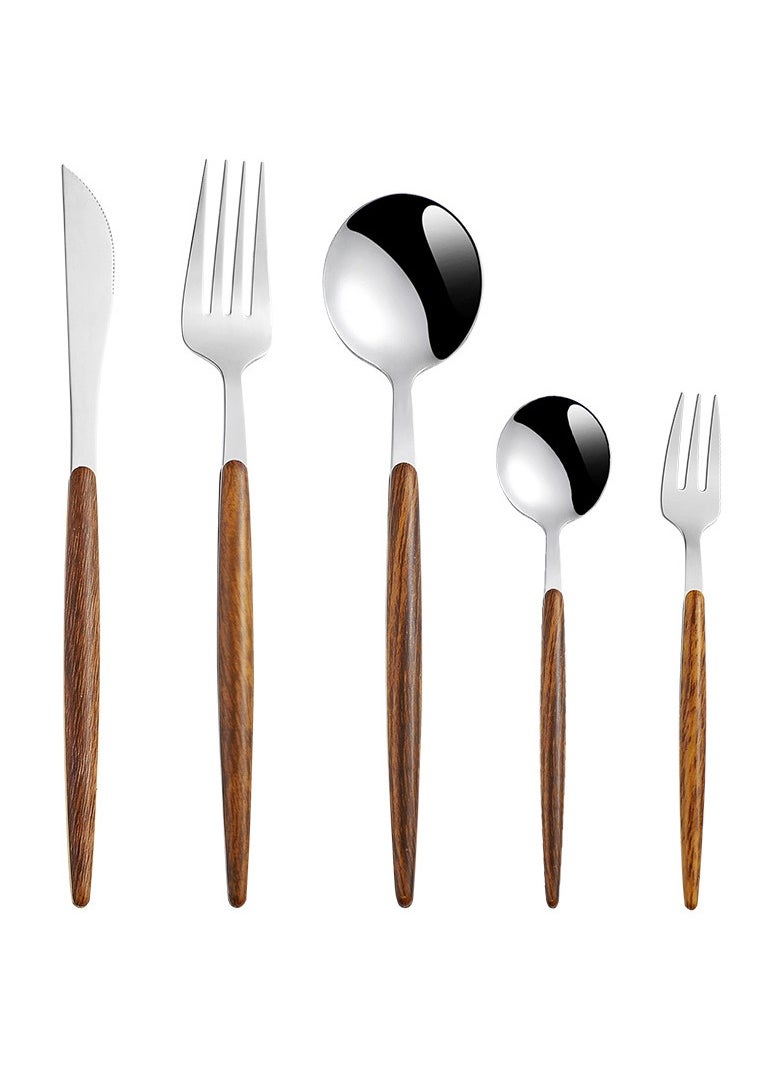 KUYING - Stainless Steel Tableware Set Of 5 Pieces Western Knife Fork Spoon Set - Image 1