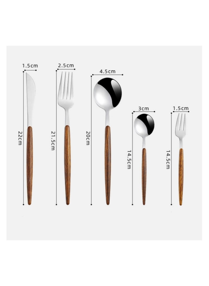 KUYING - Stainless Steel Tableware Set Of 5 Pieces Western Knife Fork Spoon Set - Image 1