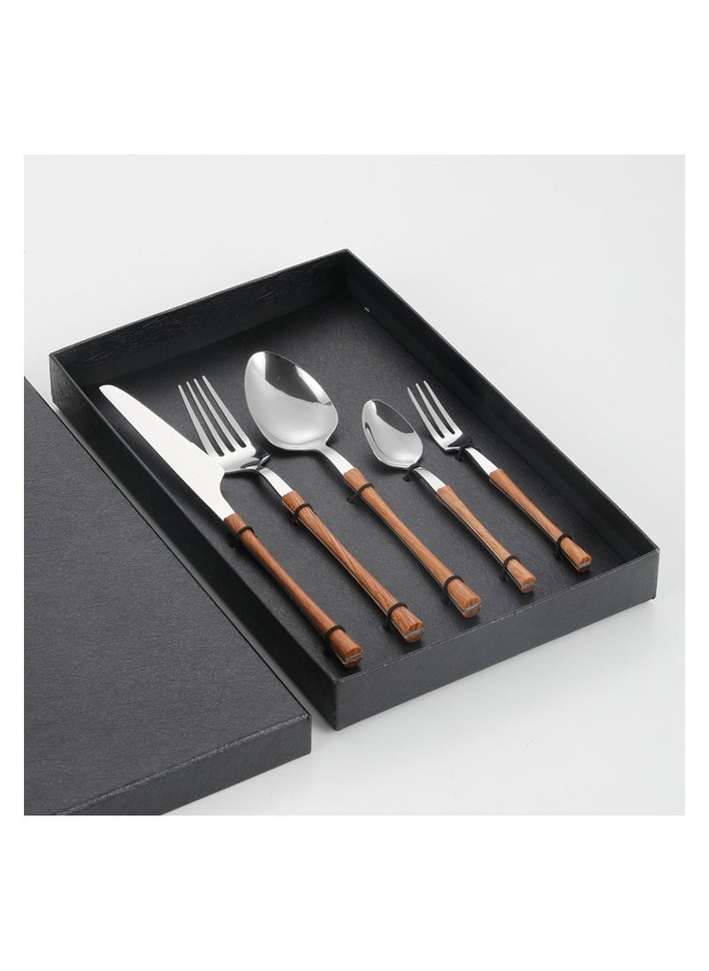 KUYING - Stainless Steel Tableware Set Of 5 Pieces Western Knife Fork Spoon Set - Image 1