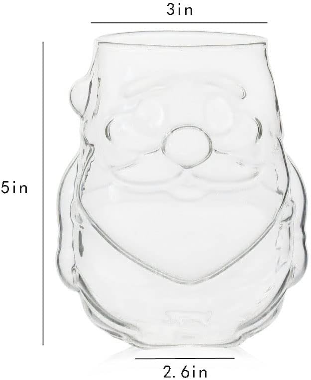 RockTrend Santa Claus Shaped High Borosilicate Clear Glass Mug Teacup Juice Cup Milk Cup2 pcs - Image 2