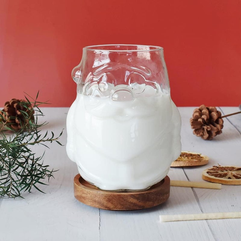 RockTrend Santa Claus Shaped High Borosilicate Clear Glass Mug Teacup Juice Cup Milk Cup2 pcs - Image 3
