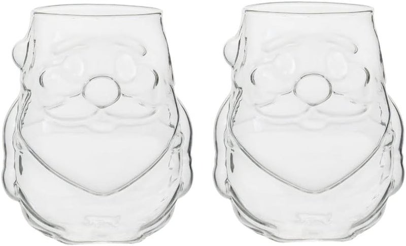 RockTrend Santa Claus Shaped High Borosilicate Clear Glass Mug Teacup Juice Cup Milk Cup2 pcs - Image 1