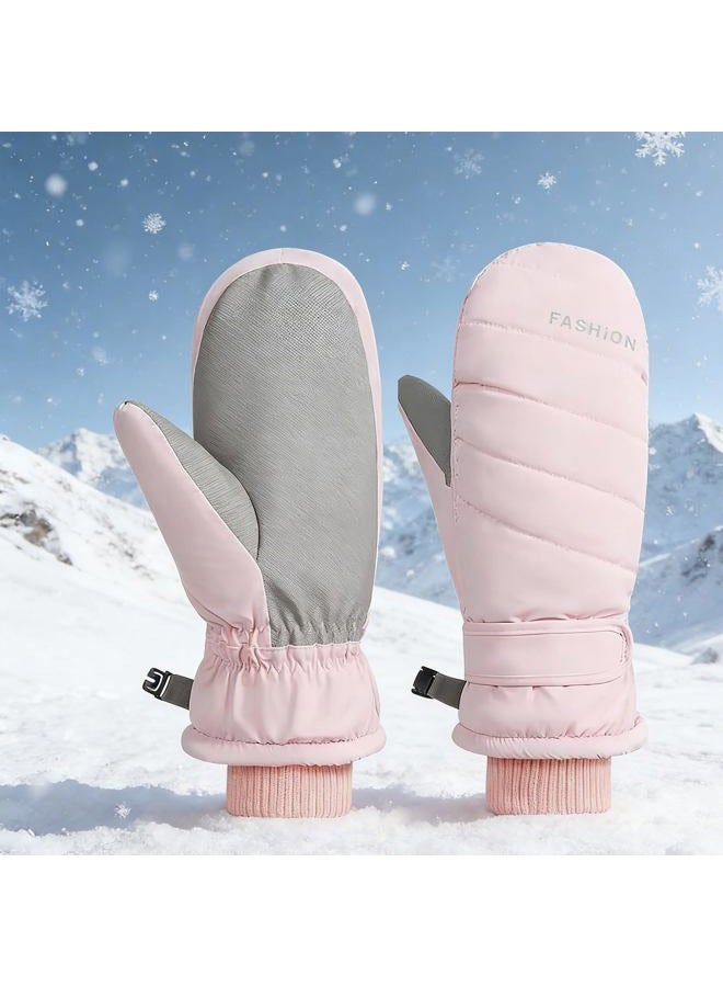 IZUS Women Ski-Gloves Plus-Velvet-Thickened Winter-Mittens Cold-Weather-Gloves Non-Slip-Palm Water-Repellent Outdoor Warm - Image 2