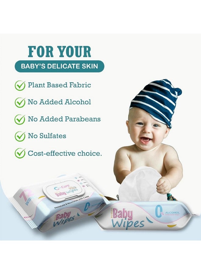 C-Cure Baby Wipes Gentle & Soft for Baby's Sensitive Skin | Little New Born with Aloe Vera and Vitamin E | Wiping Tissue Baby Cleaning Wet Wipes with Lid | Dermatologically Tested Combo Offer(Pack 2) - Image 4