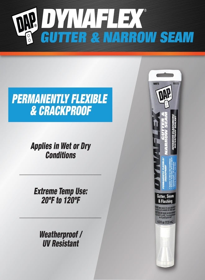 DAP Dynaflex Gutter & Narrow Seam Advanced Elastomeric Waterproof Sealant, White, 4.5 Oz (7079818399) - Image 2
