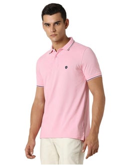 Van Heusen Van Heusen Men's Regular Fit Polo T-Shirt (VSKP517S011423_Pink M)  - Image 3