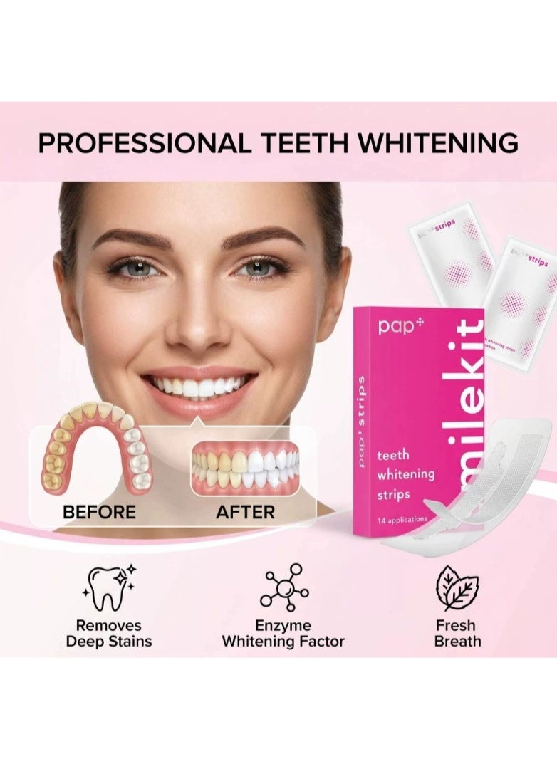 SMILEKIT PAP Smilekit Teeth Whitening Strips, 14 Applications, Enamel-Safe Formula - Image 3