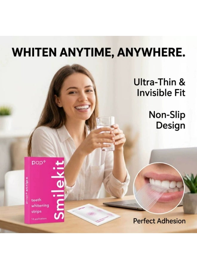 SMILEKIT PAP Smilekit Teeth Whitening Strips, 14 Applications, Enamel-Safe Formula - Image 2