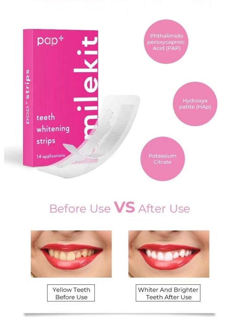 SMILEKIT PAP Smilekit Teeth Whitening Strips, 14 Applications, Enamel-Safe Formula - Image 5