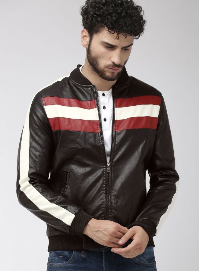The Indian Garage Co Men Slim Fit Colour Blocked Round Neck Long Sleeves Jacket - Image 1