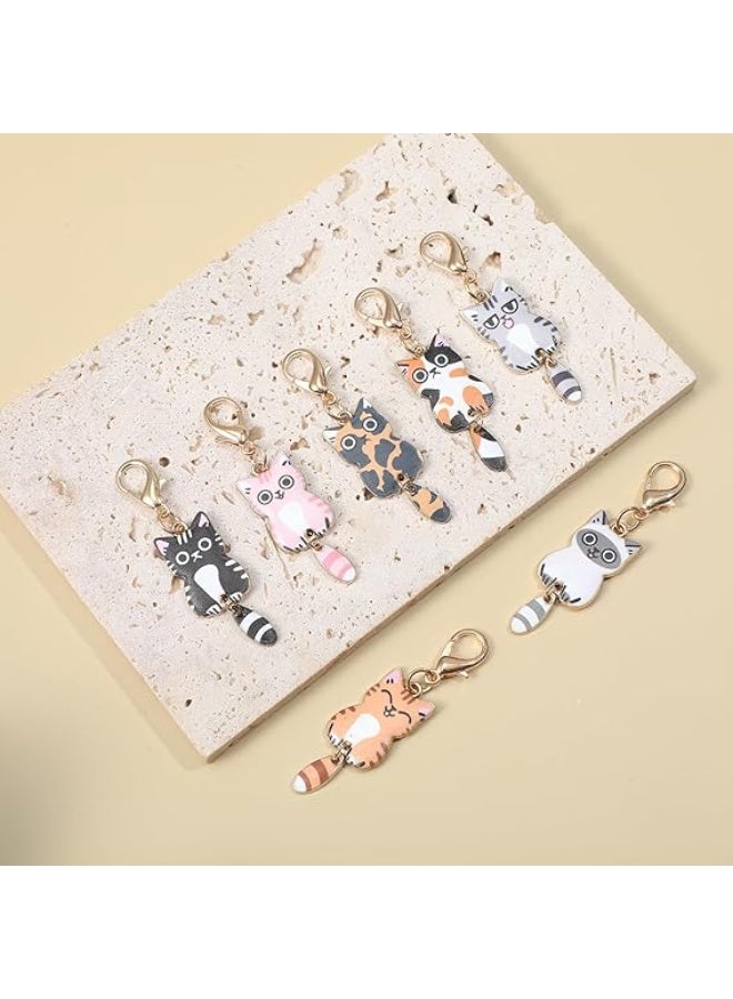 مجموعة مفاتيح قطط مكونة من 7 قطع، تعليقات قطط لطيفة، سلاسل مفاتيح قطط كاواي، حلقة مفاتيح للقطط، إكسسوارات قطط للنساء لمفاتيح السيارة والحقائب اليدوية والفتيات، هدية للنساء، أعمال يدوية (الذيل يمكن أن يتحرك) - Image 2