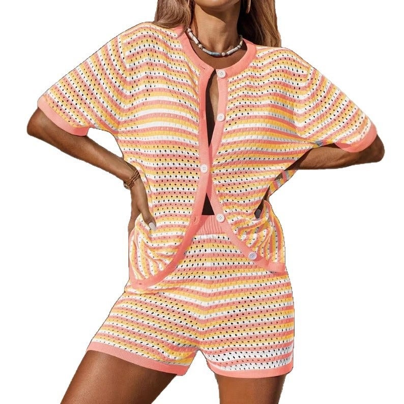 Women's Color Block Striped Knitted Sweater - Image 5