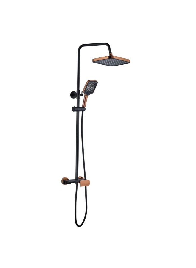 DANUBE HOME Milano Sina Rain Shower Mixer With Handle Rose Gold And Shower Set Brass Bathroom Luxury Rain Mixer Shower Combo Set Wall Mounted Rainfall Shower System Faucet Matt Black Made In China  - Image 1