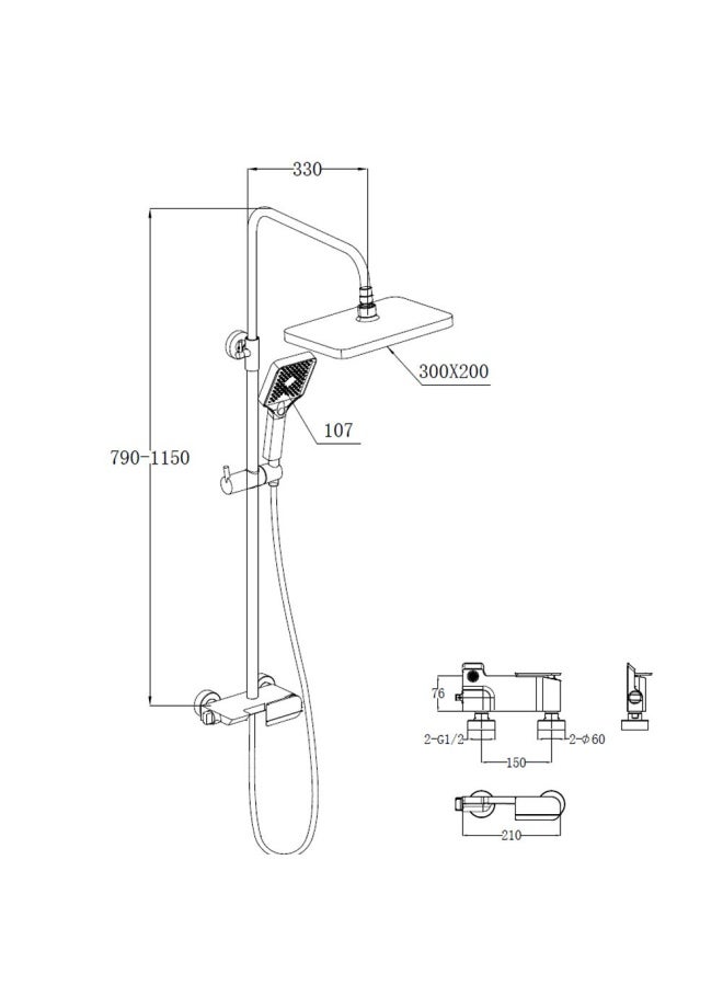 DANUBE HOME Milano Sina Rain Shower Mixer With Handle Rose Gold And Shower Set Brass Bathroom Luxury Rain Mixer Shower Combo Set Wall Mounted Rainfall Shower System Faucet Matt Black Made In China  - Image 2