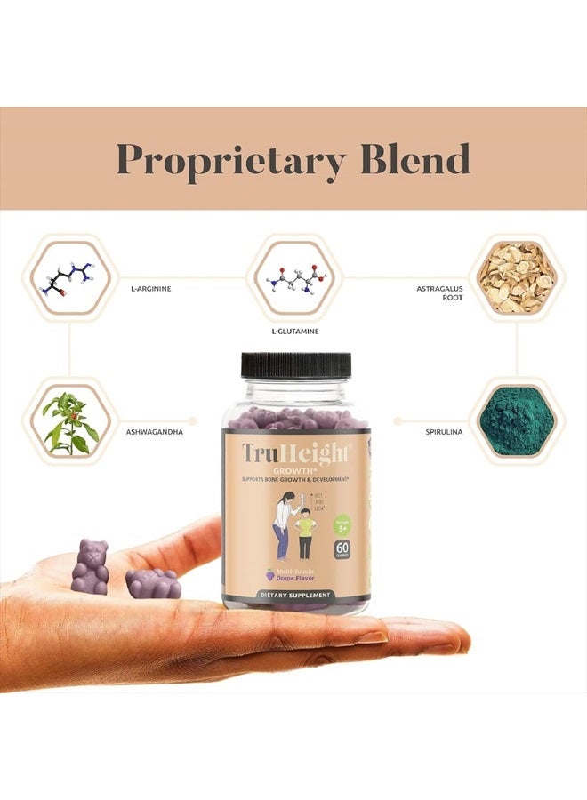 TruHeight  Growth Gummies (Grape) Natural Growth & Development Supplement for Kids & Teens - Endorsed by Pediatricians - Vitamin D, K, Calcium & Ashwaganda - Bone Strength - Kids Vitamins - Ages 5+ - Image 3