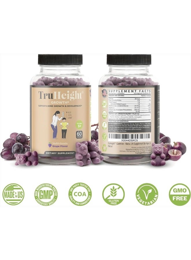 TruHeight  Growth Gummies (Grape) Natural Growth & Development Supplement for Kids & Teens - Endorsed by Pediatricians - Vitamin D, K, Calcium & Ashwaganda - Bone Strength - Kids Vitamins - Ages 5+ - Image 5