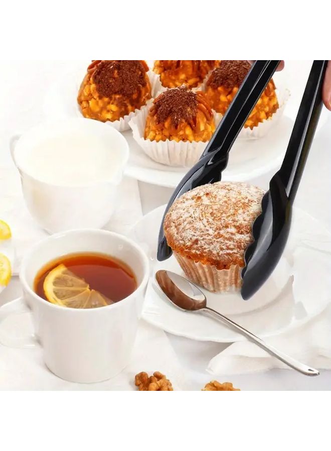 10 Plastic Black Tongs Heavy Duty Reusable Disposable Kitchen Party Buffet BBQ Set - Image 4