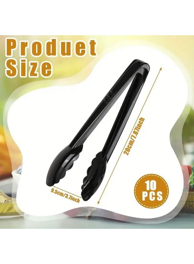 10 Plastic Black Tongs Heavy Duty Reusable Disposable Kitchen Party Buffet BBQ Set - Image 3