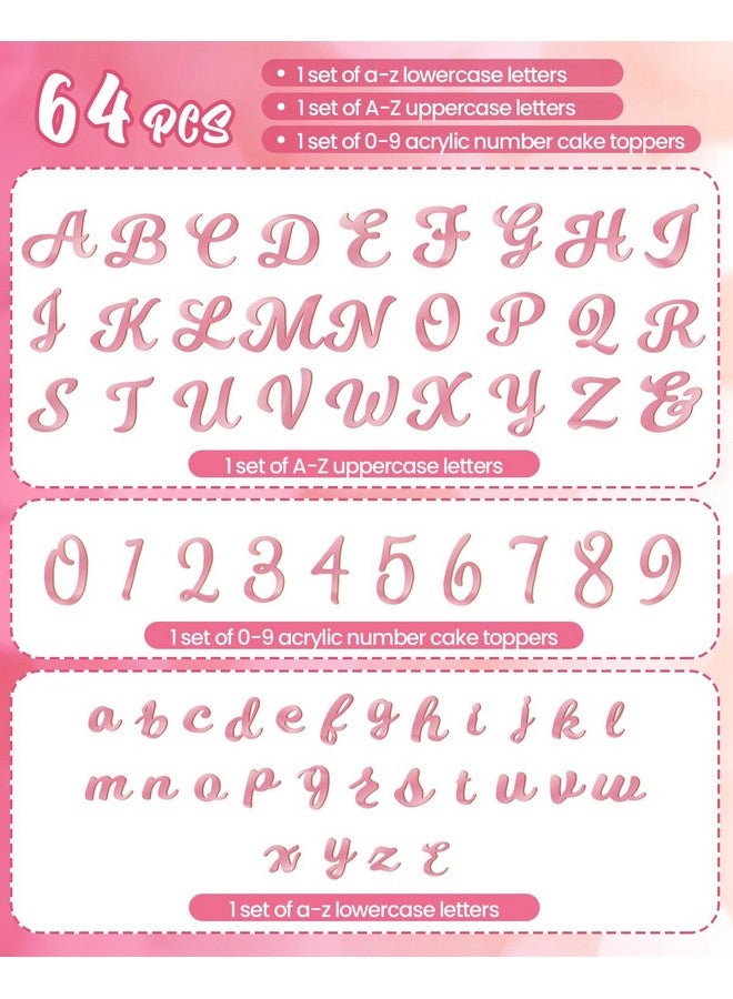 EORTA EORTA 64 Pcs Acrylic Letter Cake Topper, Personalized Alphabet Numbers Topper, Birthday Cake Decoration Picks for Anniversary Wedding Baby Shower Graduation Party Supplies, (rose gold)  - Image 5