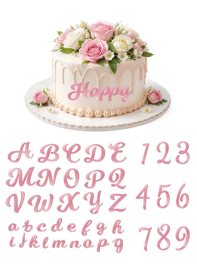 EORTA EORTA 64 Pcs Acrylic Letter Cake Topper, Personalized Alphabet Numbers Topper, Birthday Cake Decoration Picks for Anniversary Wedding Baby Shower Graduation Party Supplies, (rose gold)  - Image 1