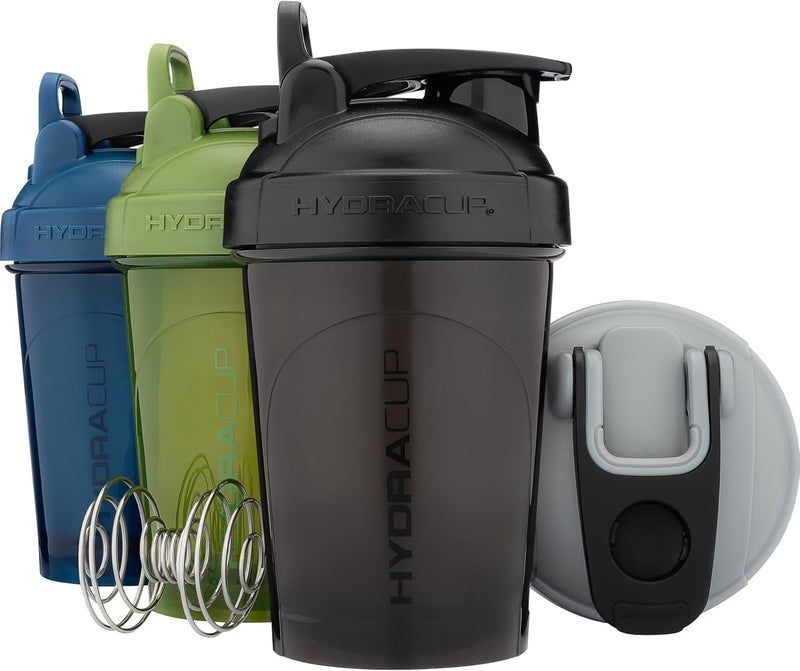 Hydra Cup ProFlow Shaker Bottles | Protein Shaker Cups with Whisk Ball, Leak-Proof Lid, Hidden Carry Handle | BPA-Free Gym Mixer for Protein Powder, Mixing Supplements (4 Pack with Regular Whisk) - Image 1