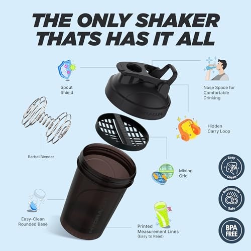 Hydra Cup ProFlow Shaker Bottles | Protein Shaker Cups with Whisk Ball, Leak-Proof Lid, Hidden Carry Handle | BPA-Free Gym Mixer for Protein Powder, Mixing Supplements (4 Pack with Regular Whisk) - Image 5