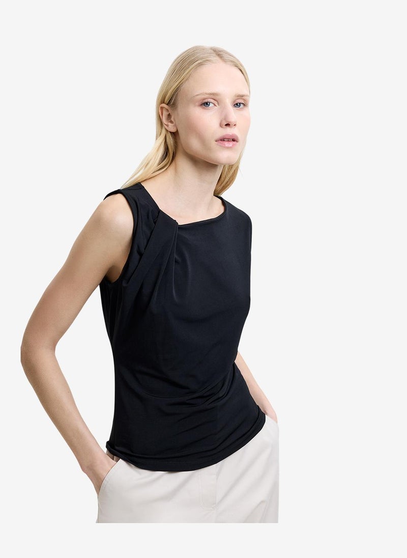 French Connection Women's Black Samira Asymmetric Knit T Shirt - Image 1