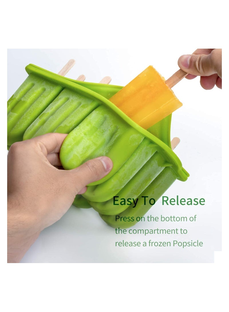 Popsicle Molds Set, 12 Pieces Silicone Popsicle Molds Easy-Release BPA-free Popsicle Maker Molds Ice Pop Molds Homemade Popsicle Ice Pop Maker, Green - Image 2