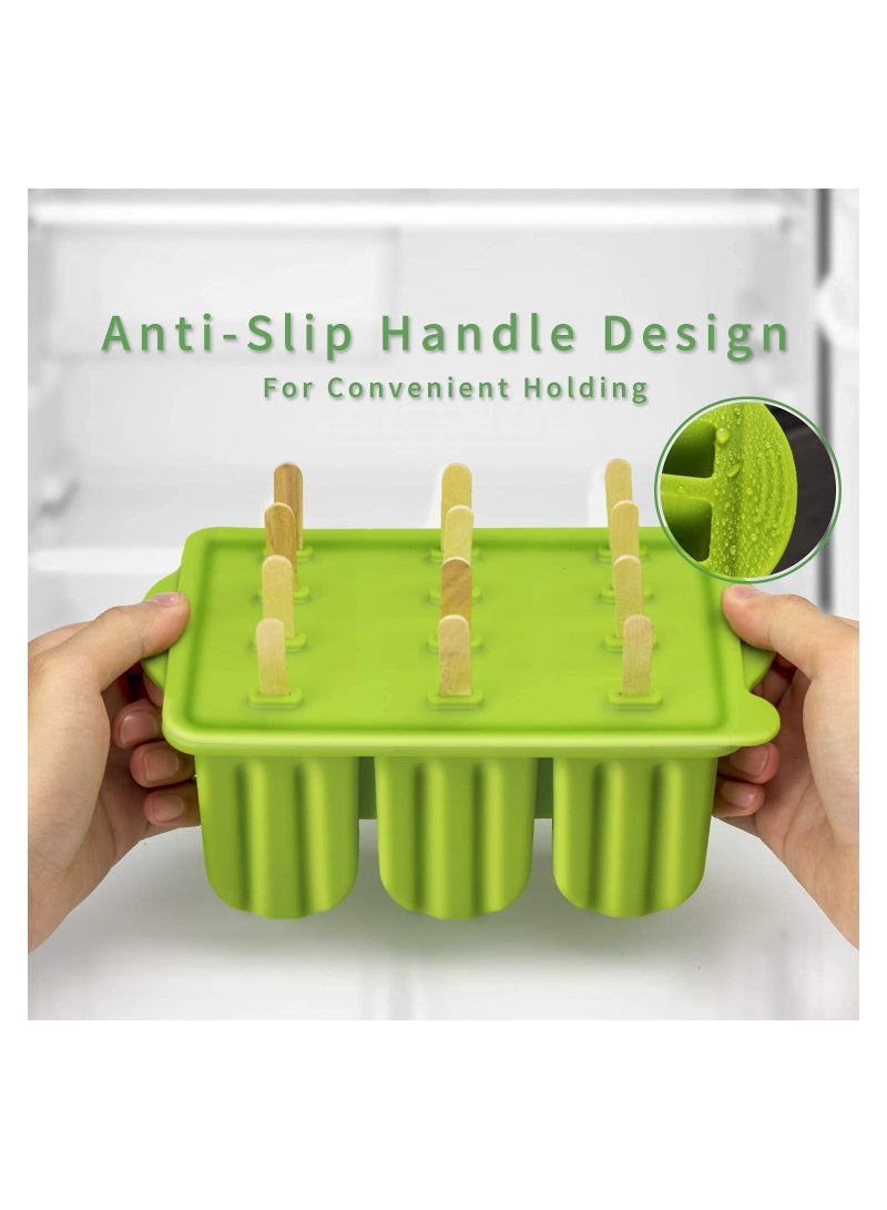 Popsicle Molds Set, 12 Pieces Silicone Popsicle Molds Easy-Release BPA-free Popsicle Maker Molds Ice Pop Molds Homemade Popsicle Ice Pop Maker, Green - Image 4