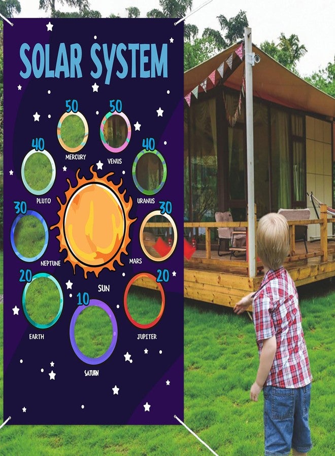DZTRELFK Solar System Science Toss Games Banner Backdrop Outer Space 9 Planets Universe Galaxy Theme Decor Decorations for Indoor Outdoor Birthday Party Supplies Favors Background - Image 3