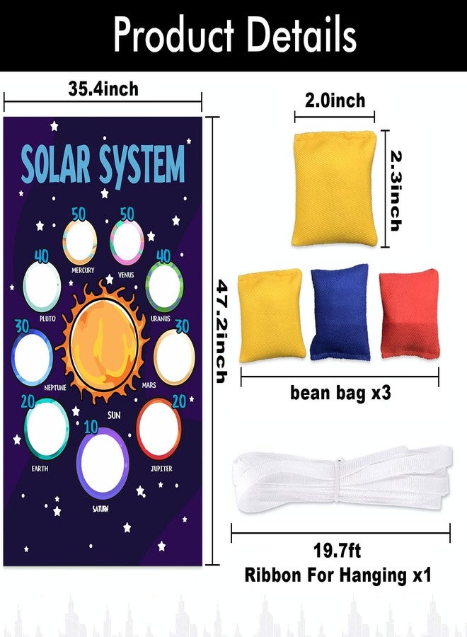DZTRELFK Solar System Science Toss Games Banner Backdrop Outer Space 9 Planets Universe Galaxy Theme Decor Decorations for Indoor Outdoor Birthday Party Supplies Favors Background - Image 2